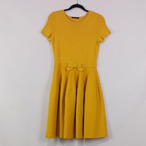 Carolina Herrera Yellow Fit Flare W Bow Dress.